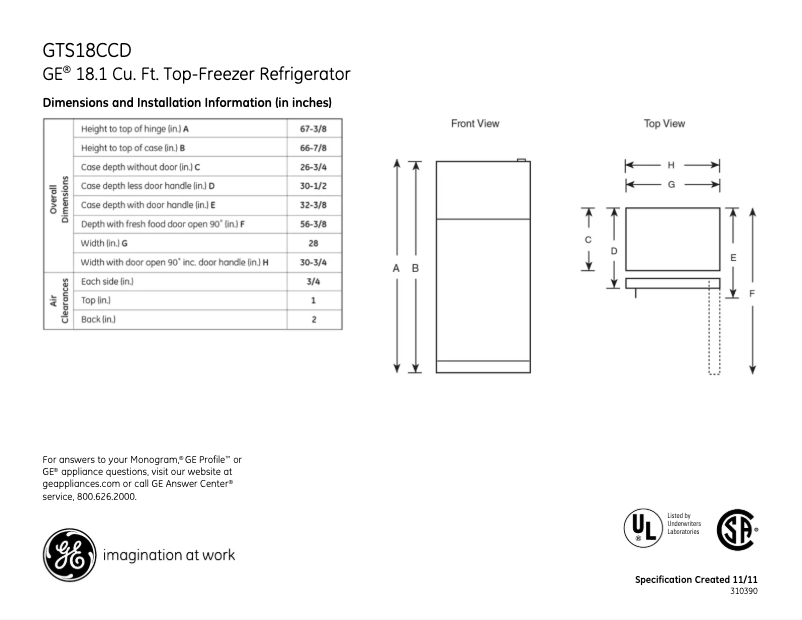 Imagen de la primera página del manual del dispositivo GTS18CCDWW