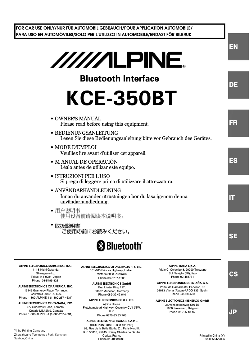 Página 1 del manual Manual de usuario Alpine KCE-350BT