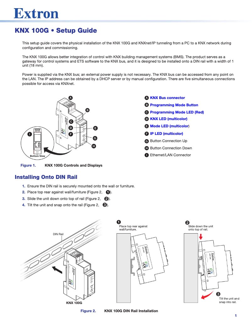 Imagen de la primera página del manual del dispositivo KNX 100G