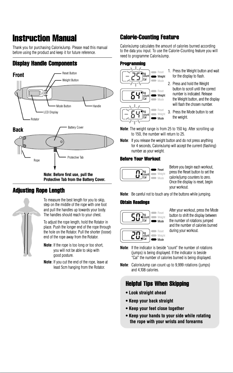 Página 1 del manual Manual de usuario Tanita CalorieJump