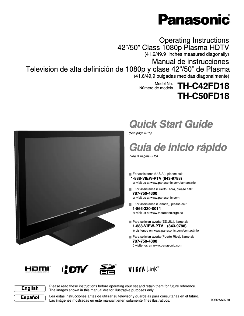 Página 1 del manual Manual de usuario Panasonic Viera TH-C42FD18