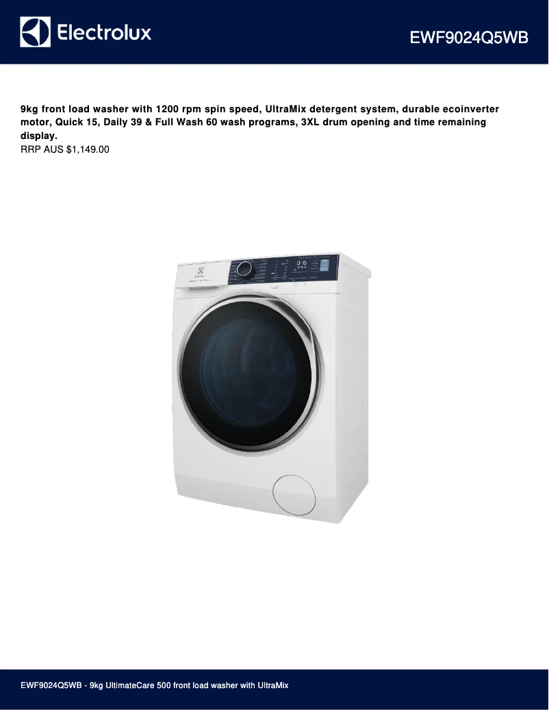 Página 1 del manual Ficha técnica Electrolux EWF9024Q5WB