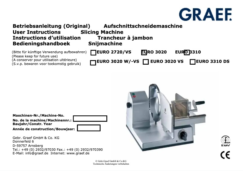 Página 1 del manual Manual de usuario Graef Euro 2720