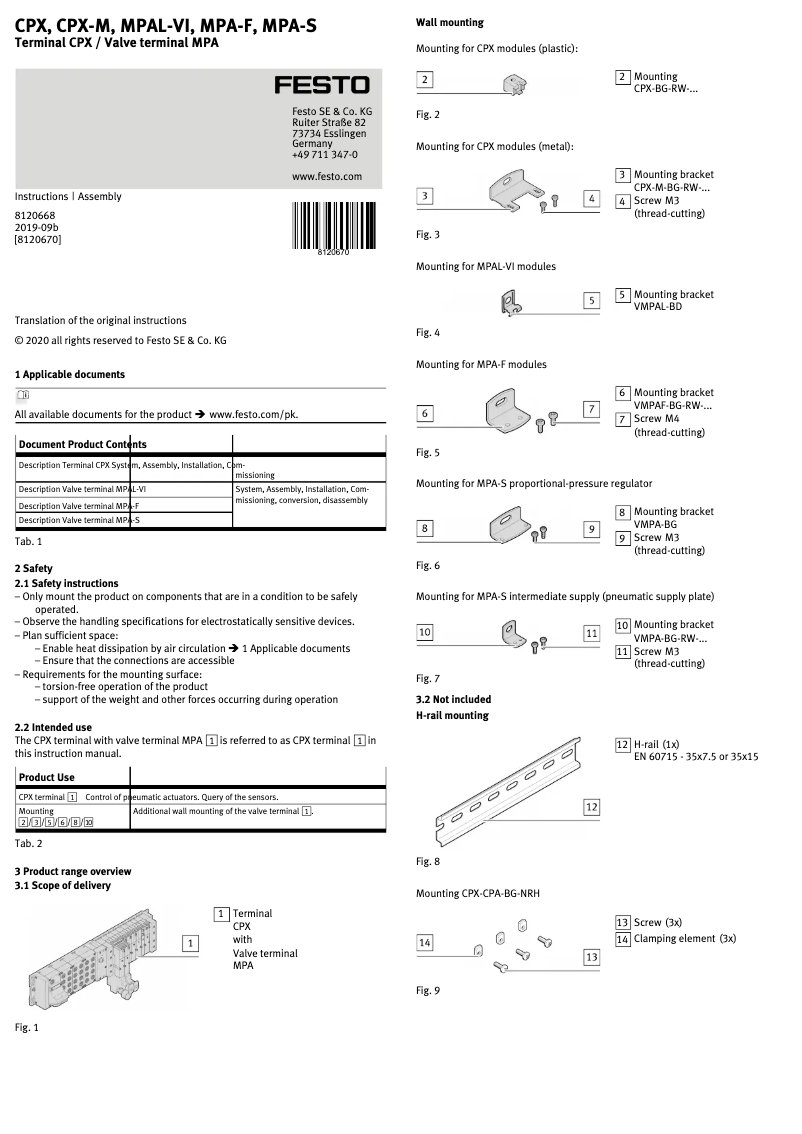 Imagen de la primera página del manual del dispositivo MPAL-VI