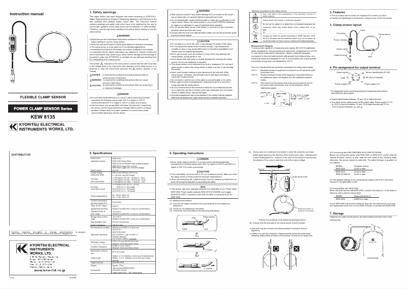 Página 1 del manual Manual de usuario Kyoritsu KEW 8135