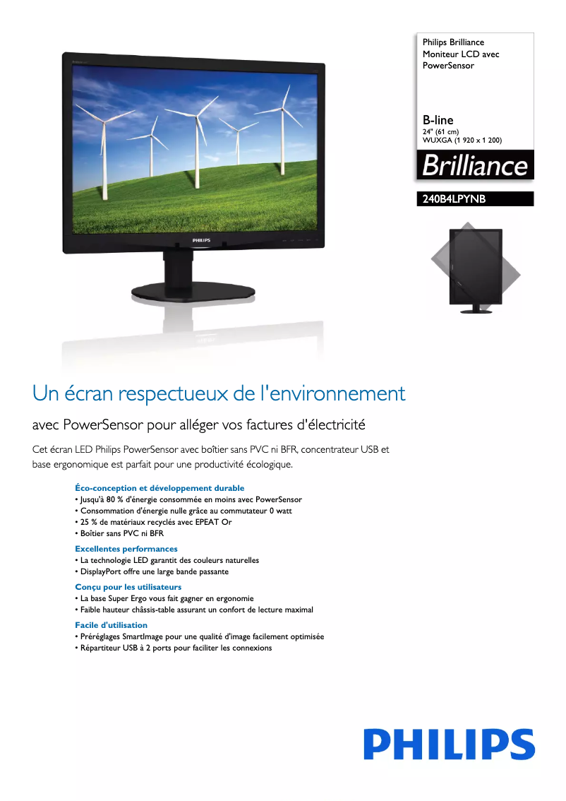 Imagen de la primera página del manual del dispositivo Brilliance 240B4LPYNB