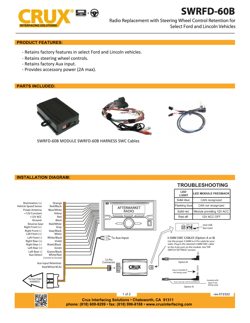 Imagen de la primera página del manual del dispositivo SWRFD-60B