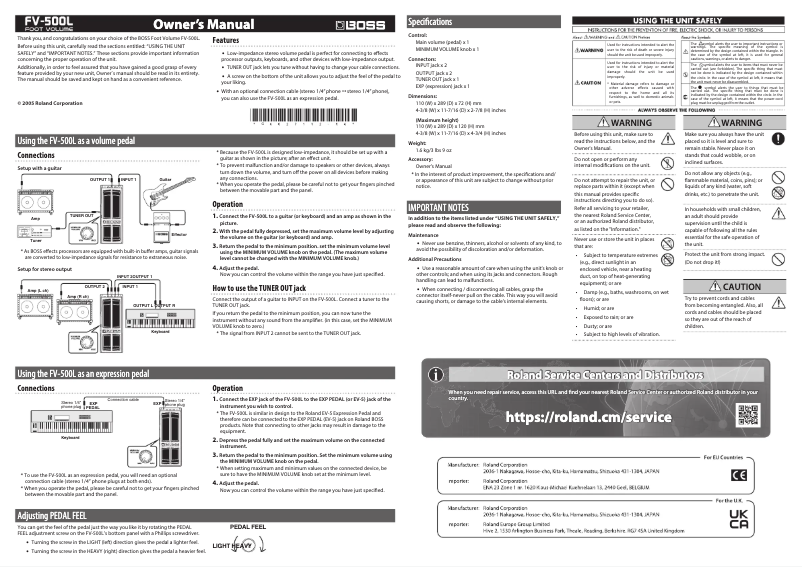 Página 1 del manual Manual de usuario Boss FV-500H/FV-500L