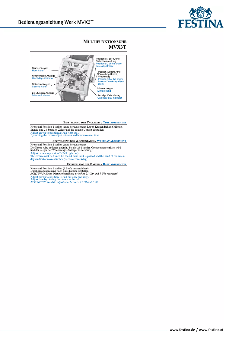 Página 1 del manual Manual de usuario Festina MVX3T