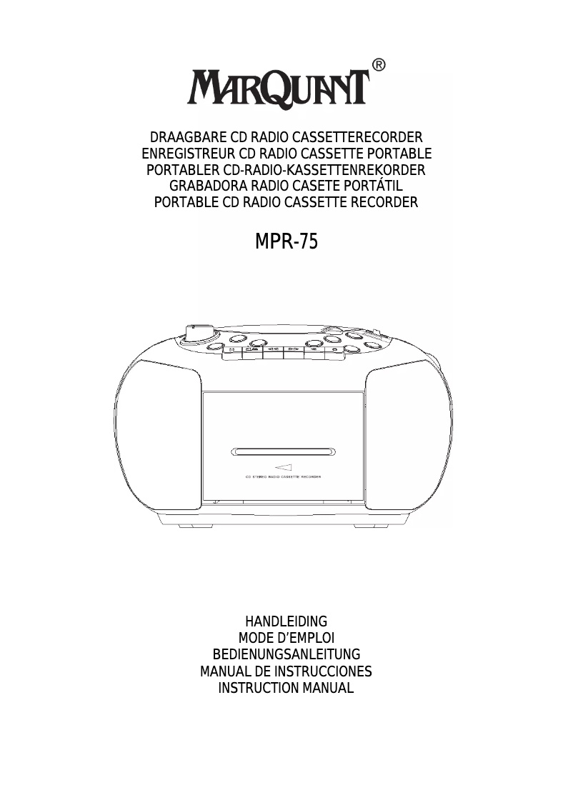 Página nº 1 - Manual de usuario Marquant MPR75