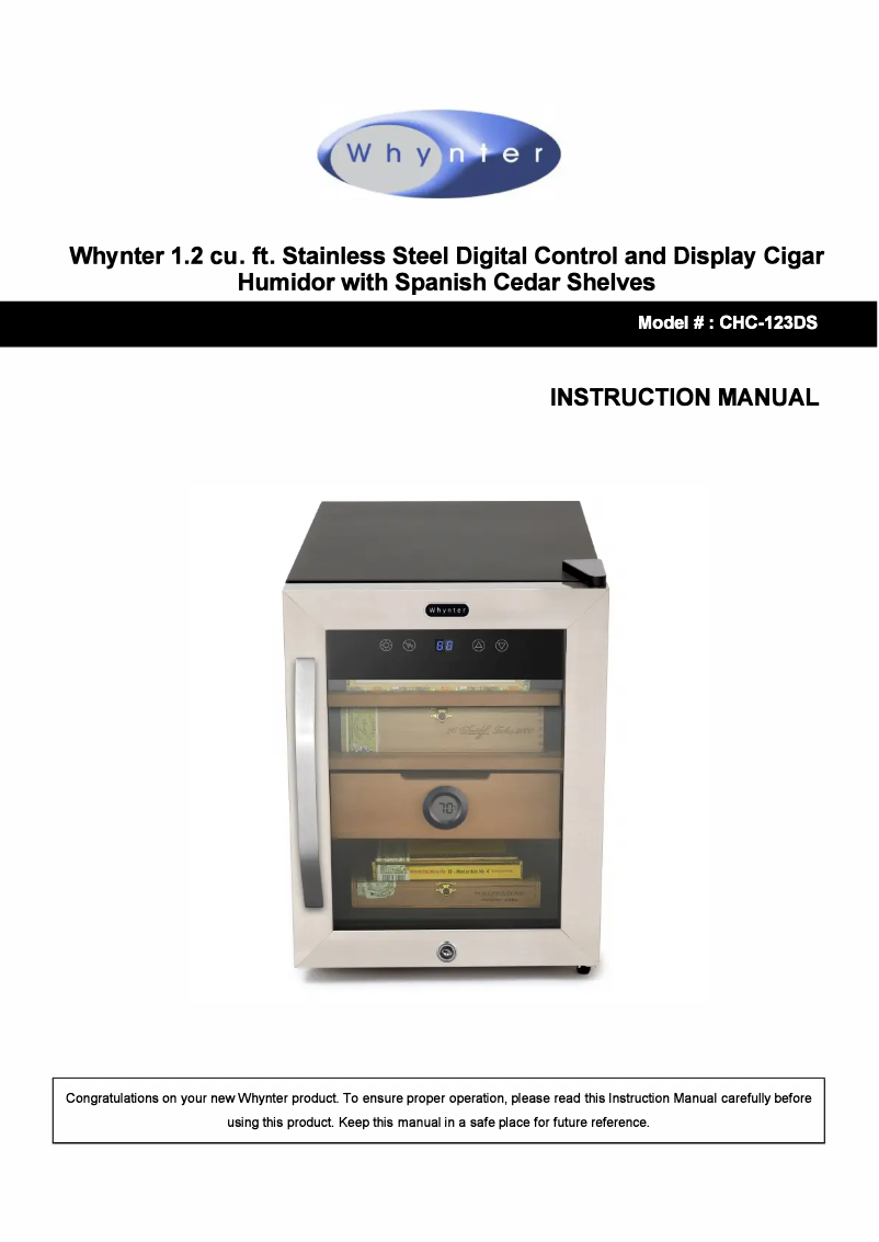 Página 1 del manual Manual de usuario Whynter CHC-123DS