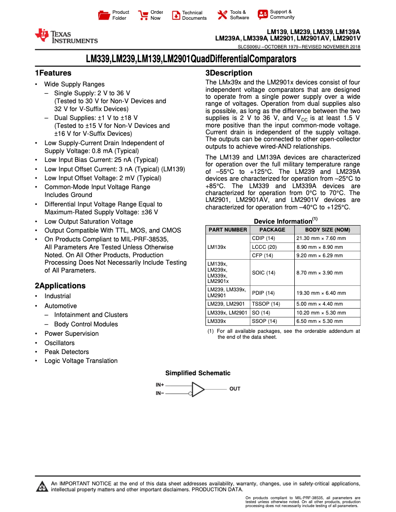 Página 1 del manual Manual de usuario Texas Instruments LM2901N