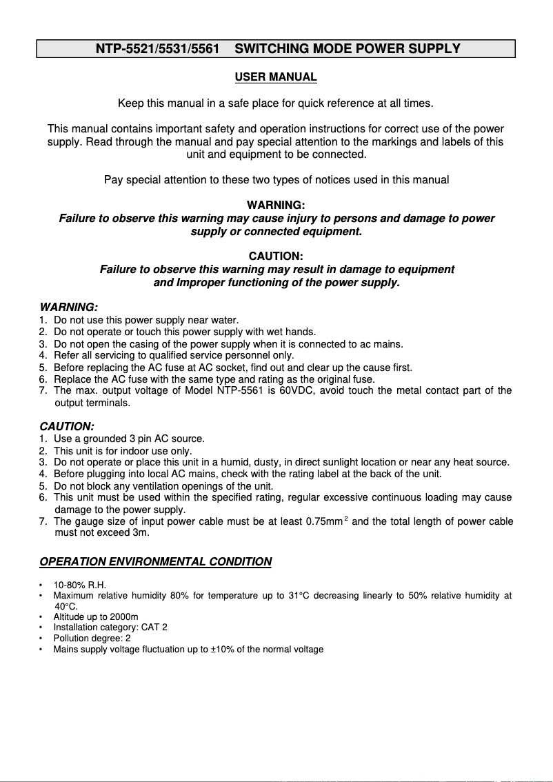 Imagen de la primera página del manual del dispositivo NTP-5531