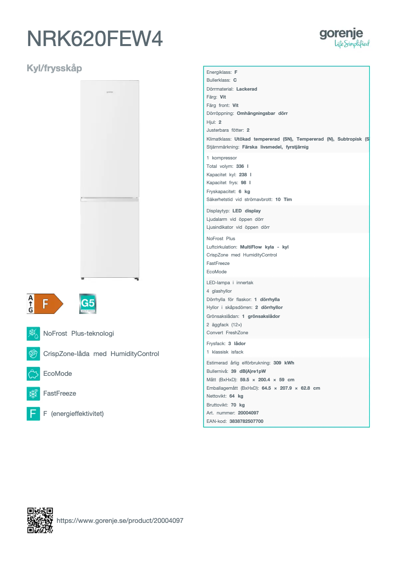 Página 1 del manual Manual de usuario Gorenje NRK620FEW4