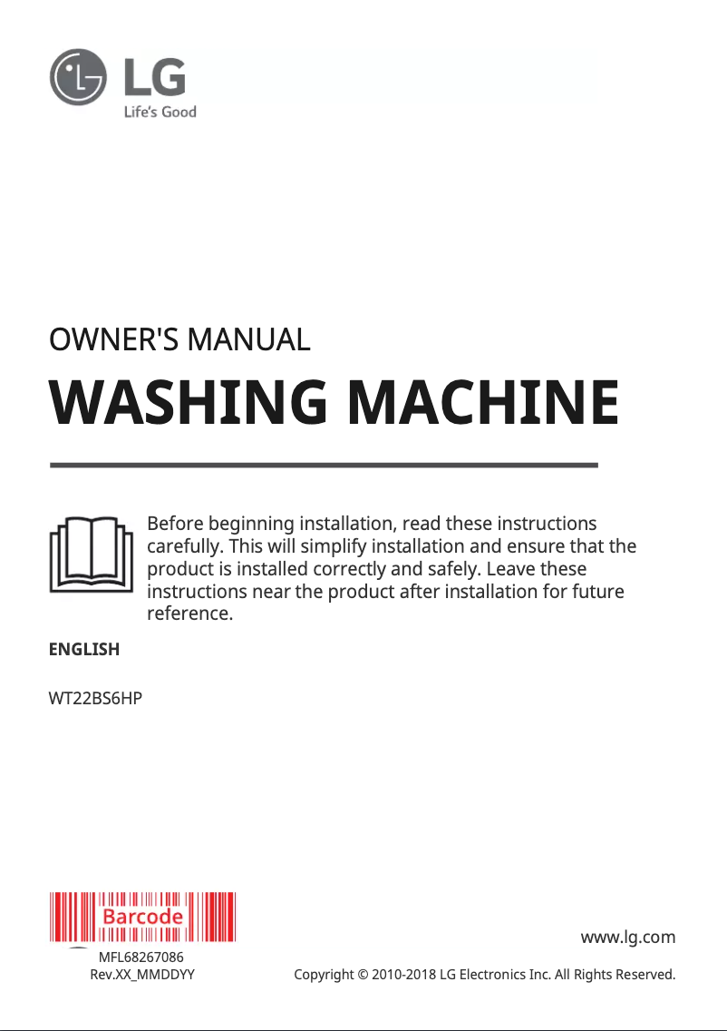 Página 1 del manual Manual de usuario LG WT22BS6HP