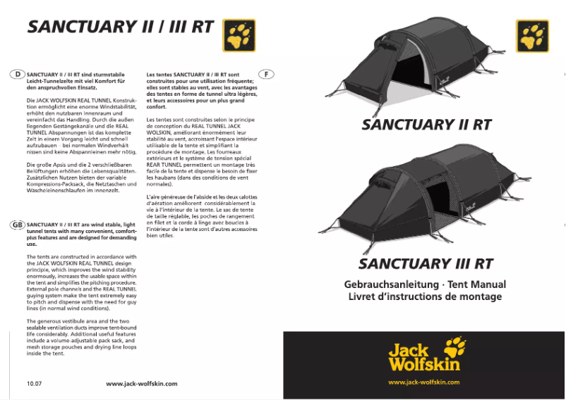Imagen de la primera página del manual del dispositivo Sanctuary III RT