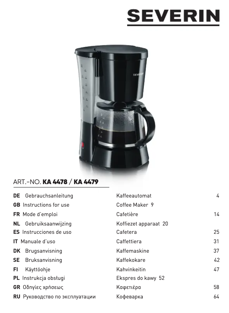 Imagen de la primera página del manual del dispositivo KA 4479