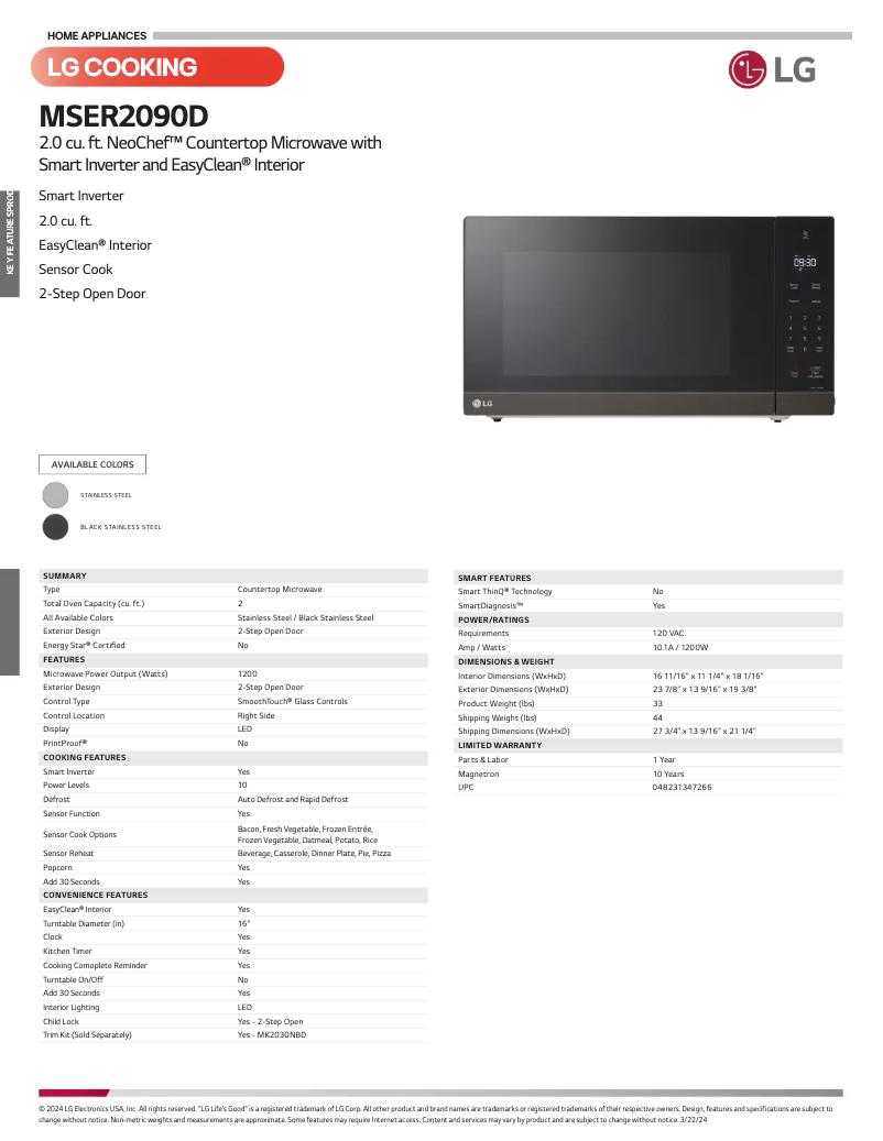 Imagen de la primera página del manual del dispositivo MSER2090D