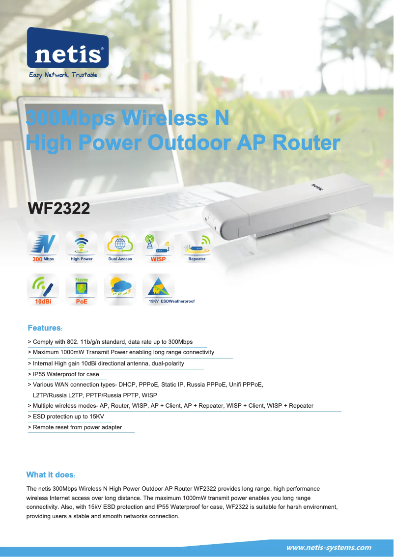 Imagen de la primera página del manual del dispositivo WF2322