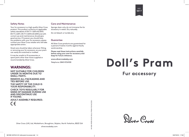 Imagen de la primera página del manual del dispositivo Doll's Pram Fur