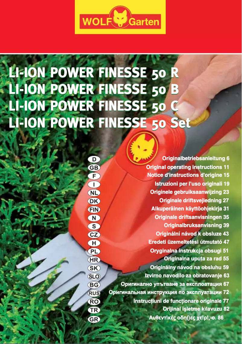 Imagen de la primera página del manual del dispositivo Li-ion Power Finesse 50 Set