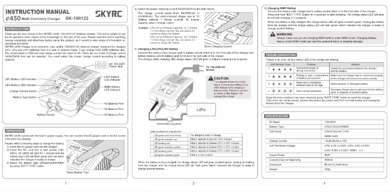 Imagen de la primera página del manual del dispositivo e450
