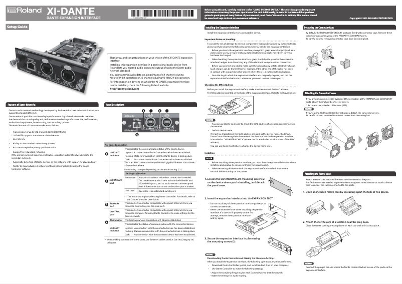 Imagen de la primera página del manual del dispositivo XI-DANTE