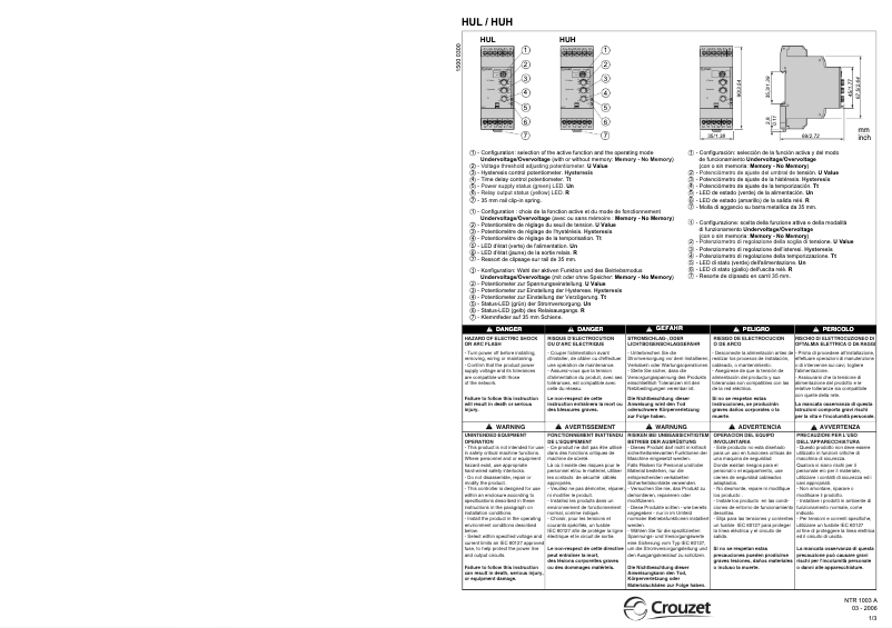 Imagen de la primera página del manual del dispositivo HUH