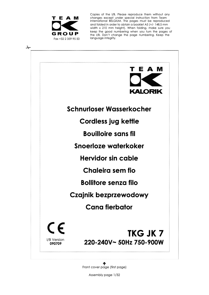 Imagen de la primera página del manual del dispositivo TKG JK 7