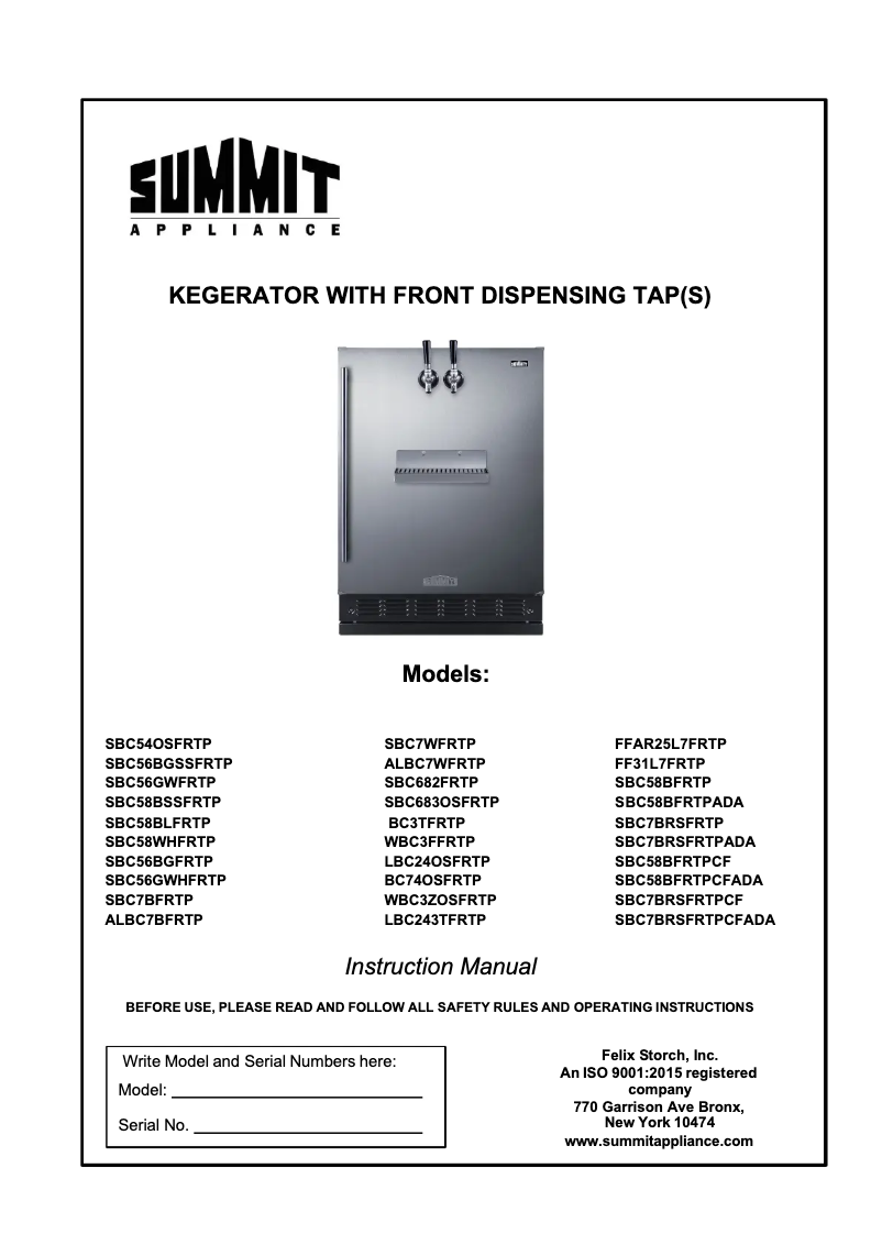 Página 1 del manual Manual de usuario Summit SBC7BRSFRTPCF