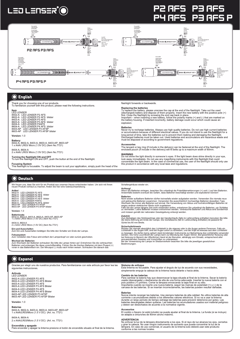 Página nº 1 - Manual de usuario Ledlenser P4X Penlite