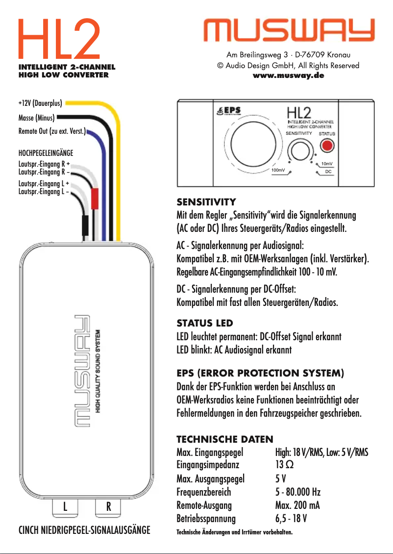 Página 1 del manual Manual de usuario Musway HL2