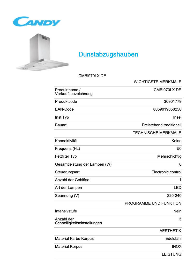 Imagen de la primera página del manual del dispositivo CMBI970LX