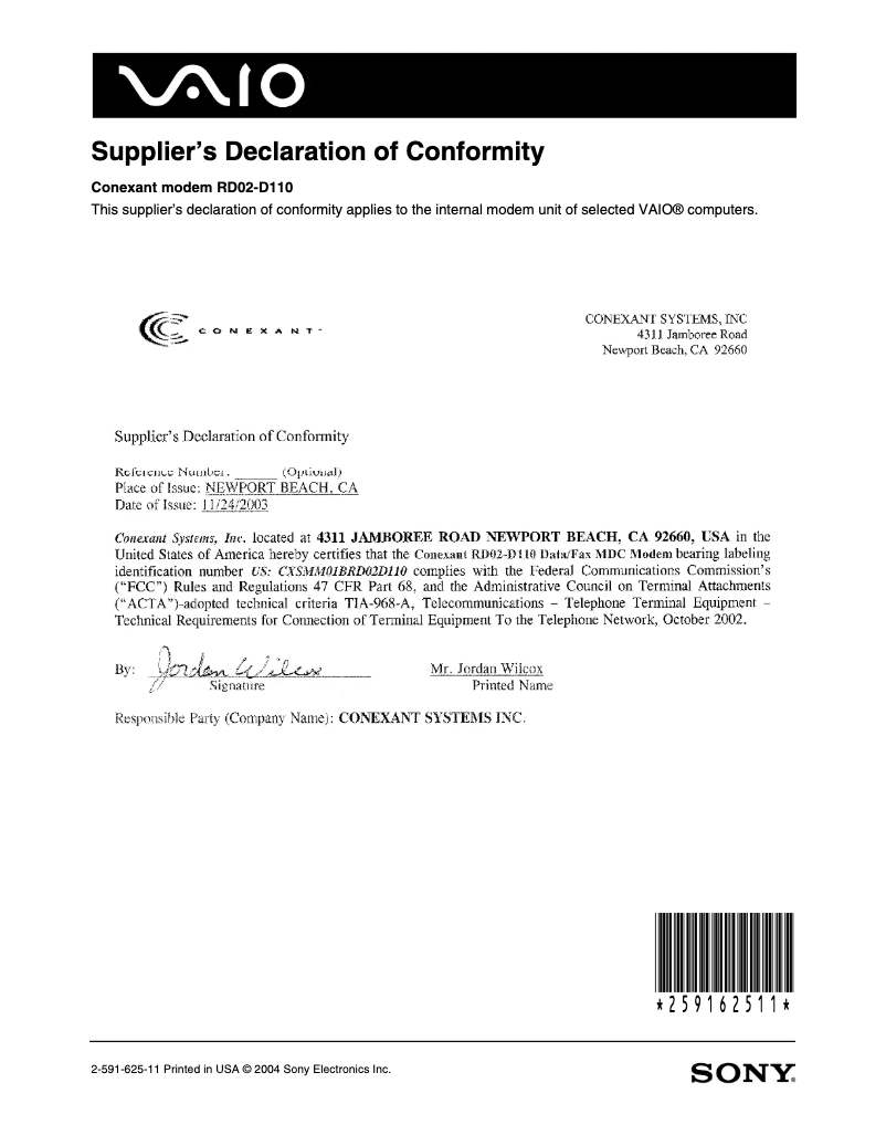 Página 1 del manual Guía de instalación Sony Vaio VGN-FS620