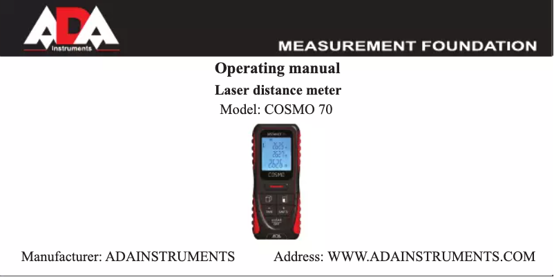 Imagen de la primera página del manual del dispositivo COSMO 70