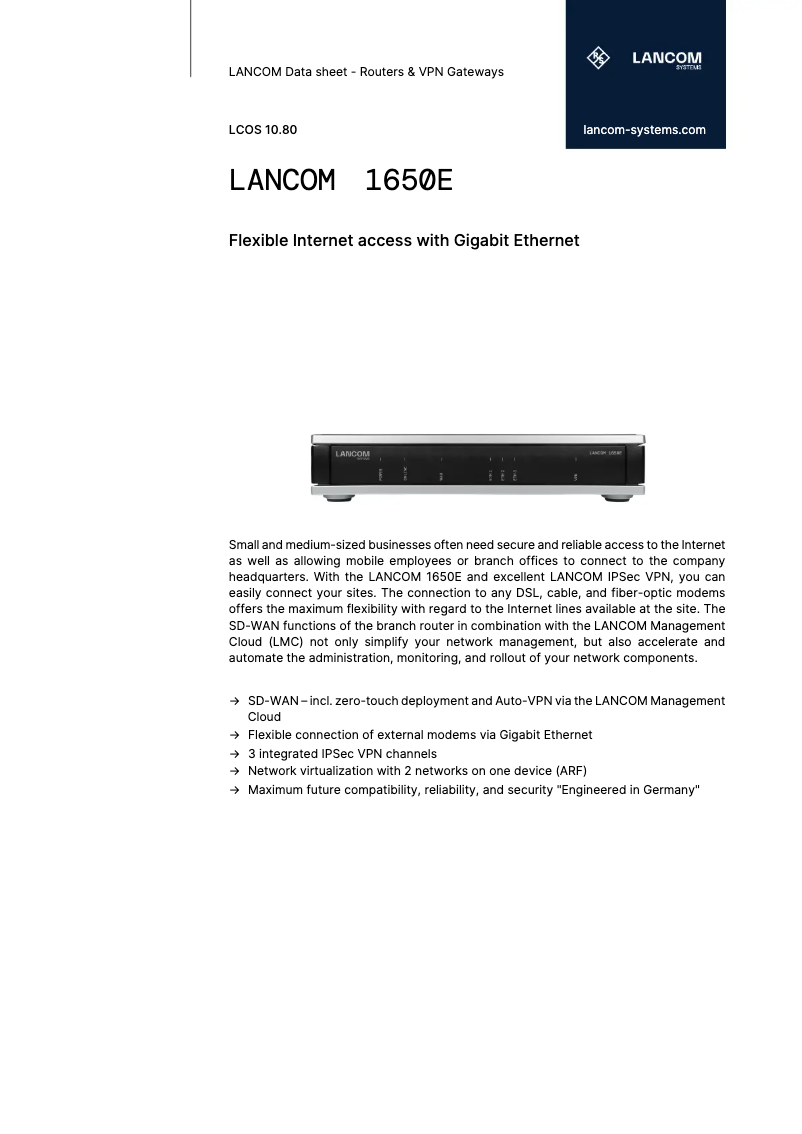 Imagen de la primera página del manual del dispositivo 1650E