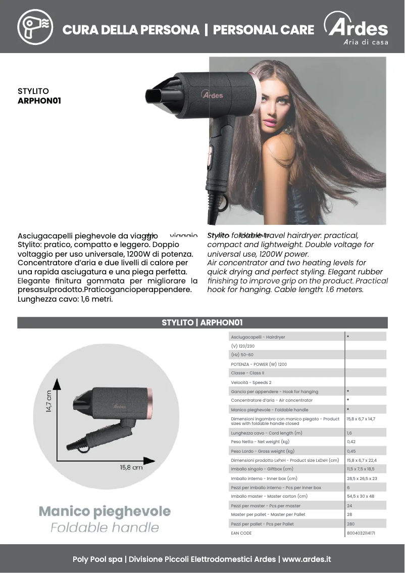 Página 1 del manual Ficha técnica Ardes ARPHON01