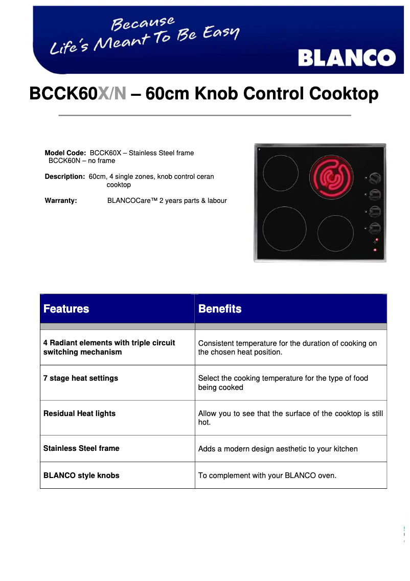 Imagen de la primera página del manual del dispositivo BCCK60N