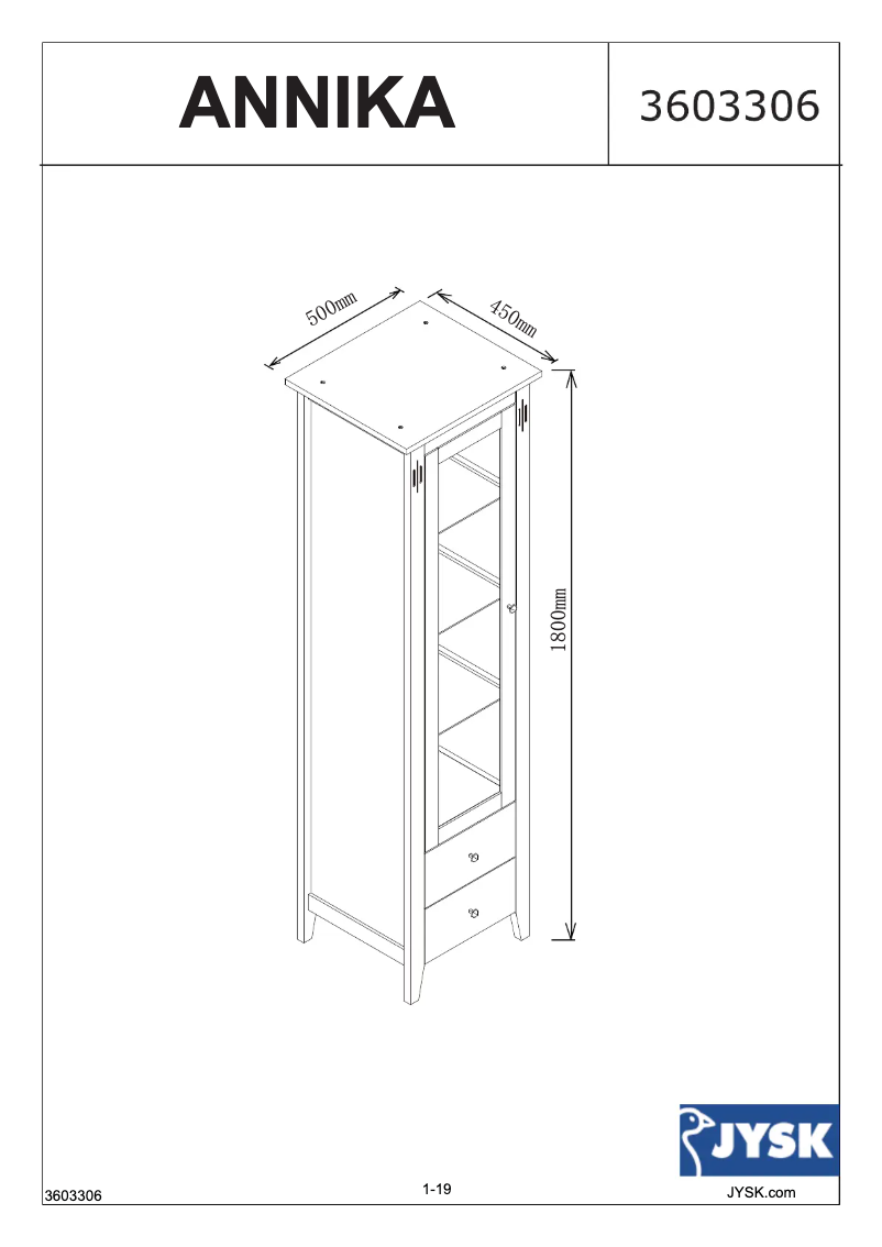 Página nº 1 - Manual de usuario JYSK Annika (50x45x180)