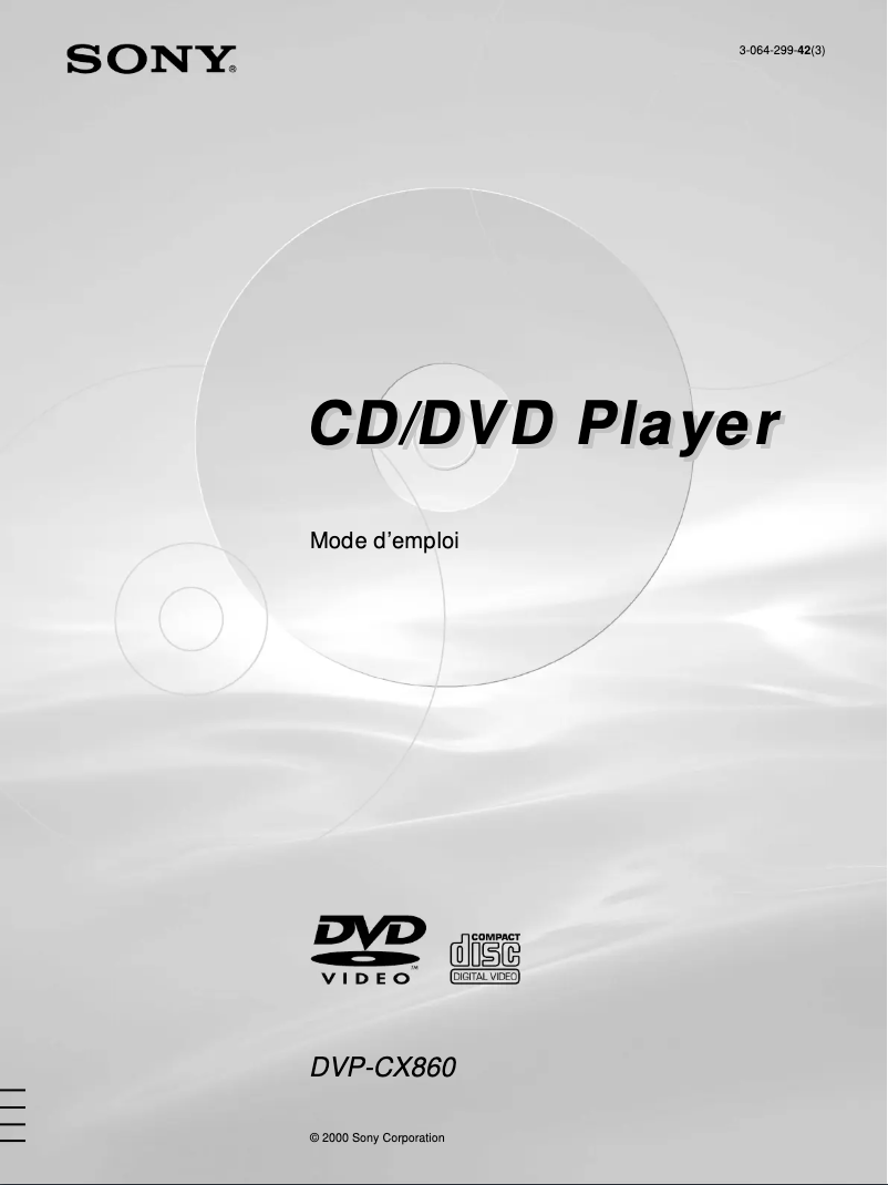 Imagen de la primera página del manual del dispositivo DVP-CX860