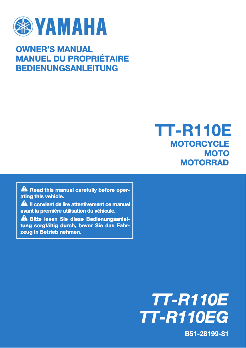 Imagen de la primera página del manual del dispositivo TT-R110E (2016)