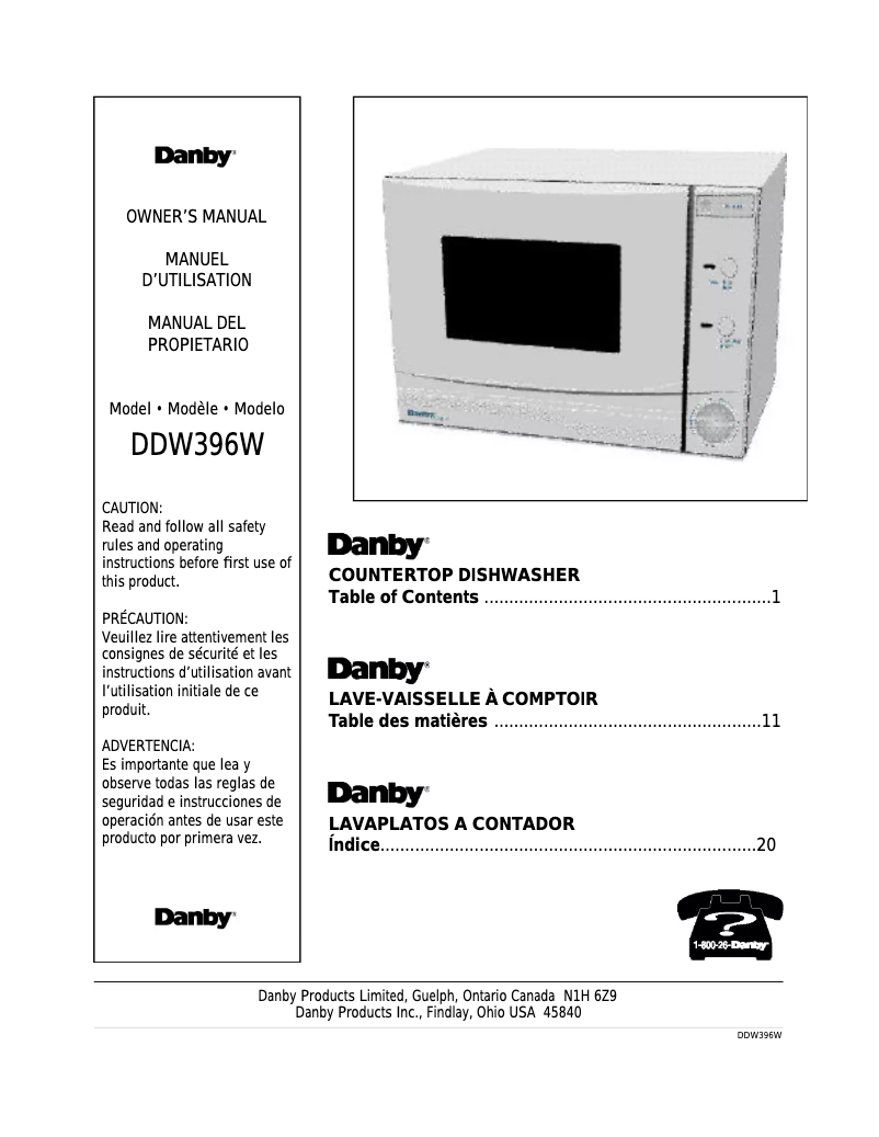 Imagen de la primera página del manual del dispositivo DDW396W
