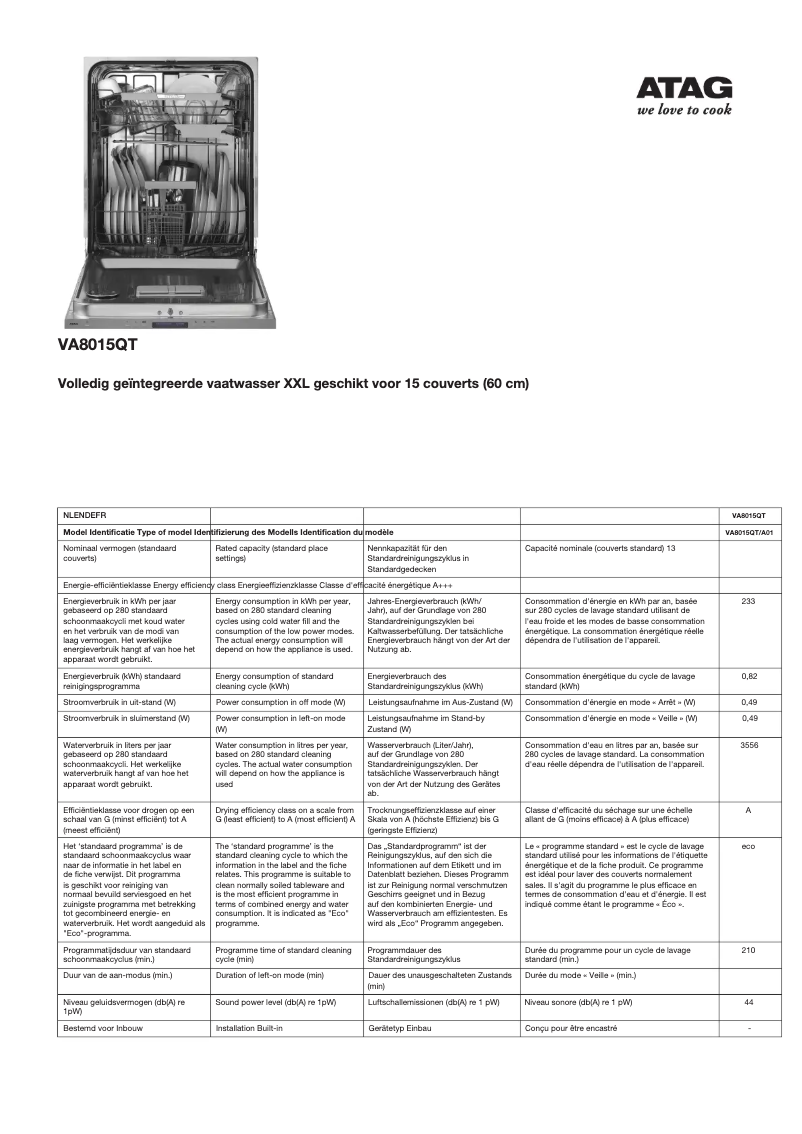 Página 1 del manual Manual de usuario Atag VA8015QT