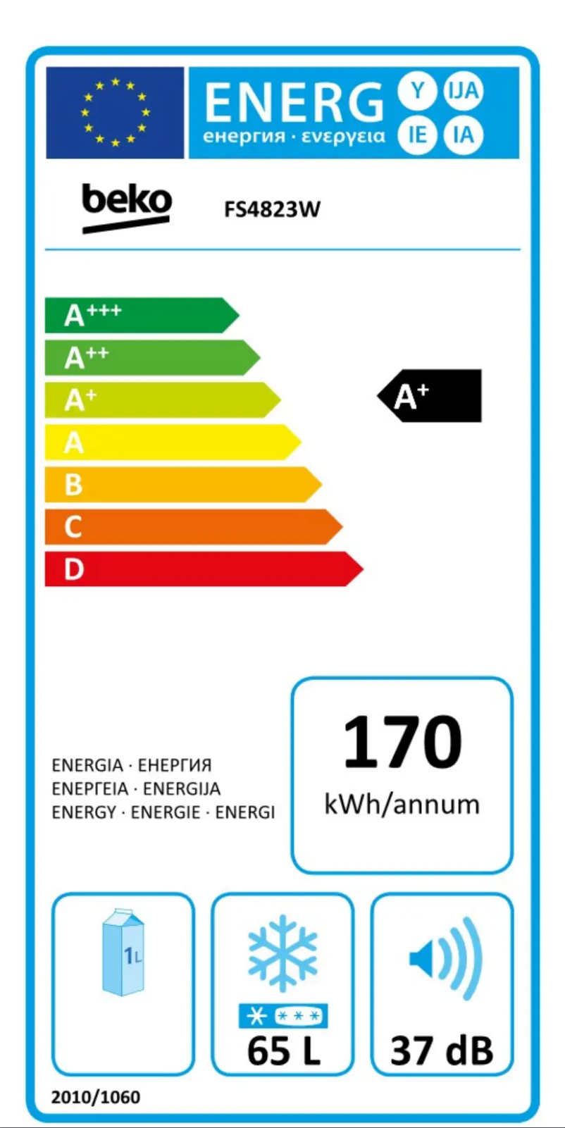 Página 1 del manual Etiqueta energética Beko FS4823