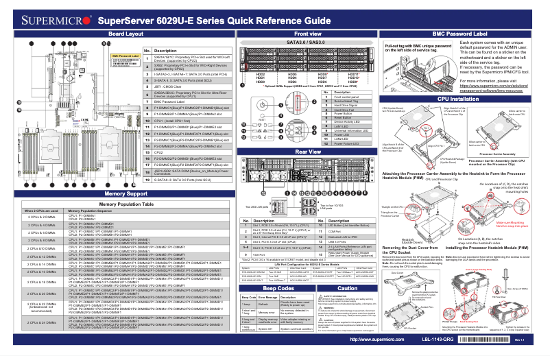 Página 1 del manual Guía de inicio rápido Supermicro SuperServer 6029U-E1CR25M