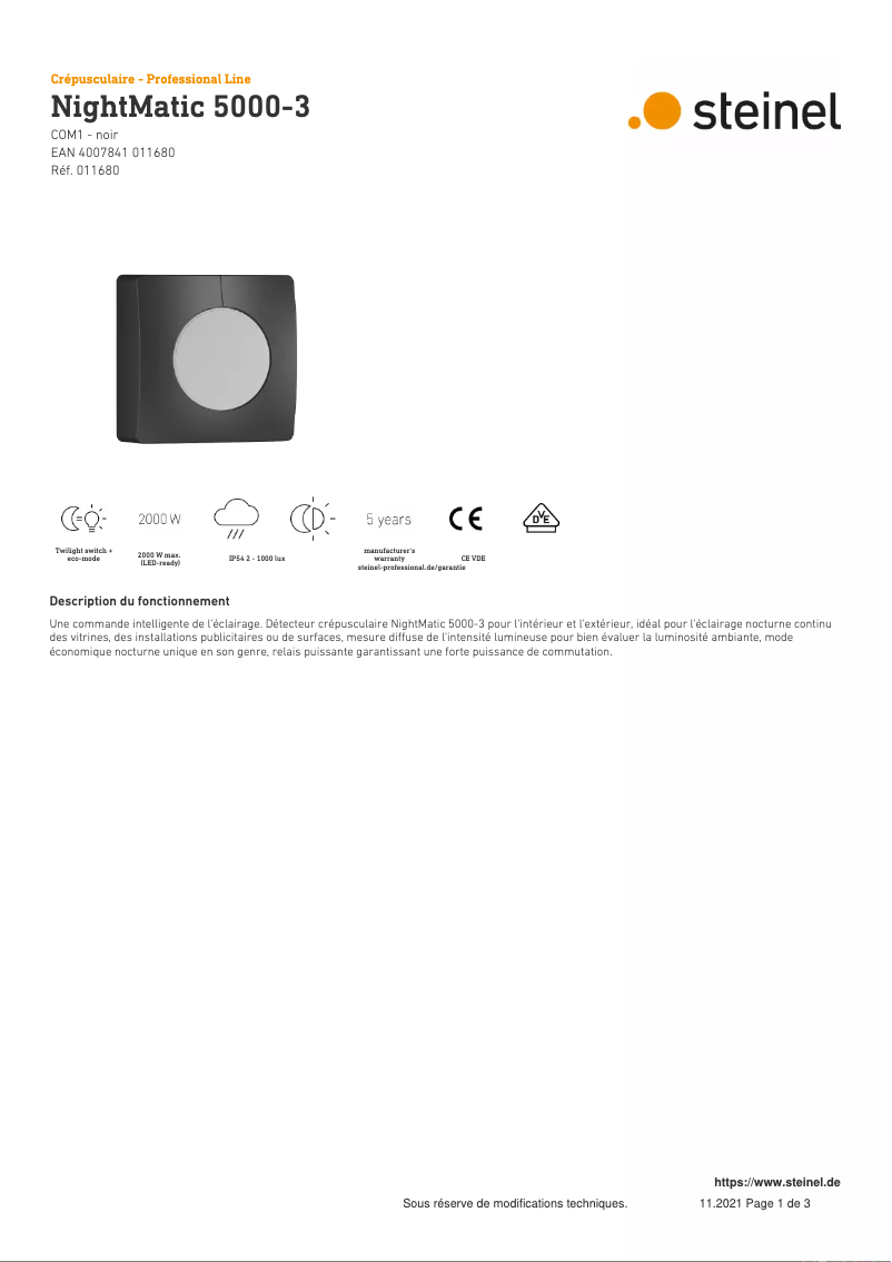 Imagen de la primera página del manual del dispositivo NightMatic 5000