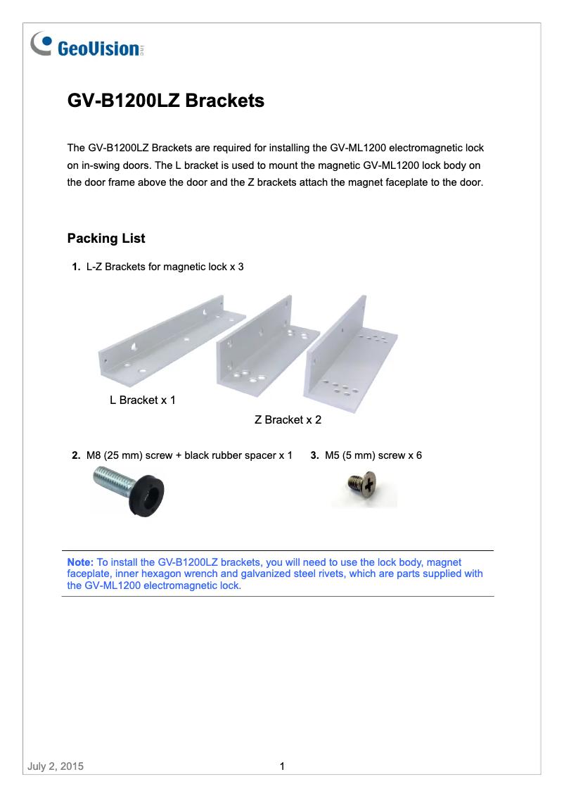 Imagen de la primera página del manual del dispositivo GV-B1200LZ