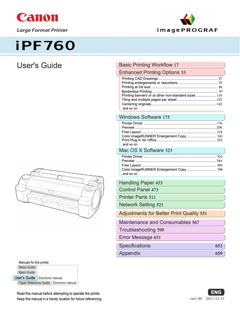 Página nº 1 - Manual de usuario Canon imagePROGRAF iPF760