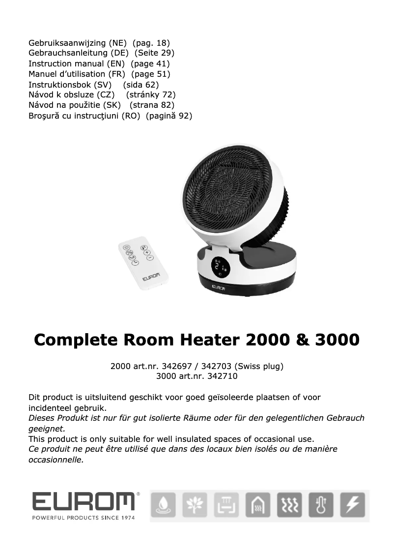 Imagen de la primera página del manual del dispositivo Complete Room Heater 2000