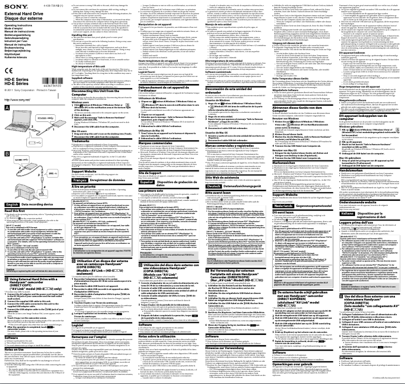 Imagen de la primera página del manual del dispositivo HD-E1 schijf